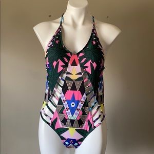 Tribal print one piece swimwear
